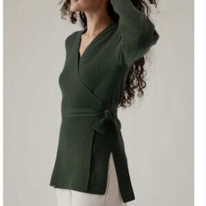 Alpine Wrap Sweater Machine-washable warm cashmere blend.